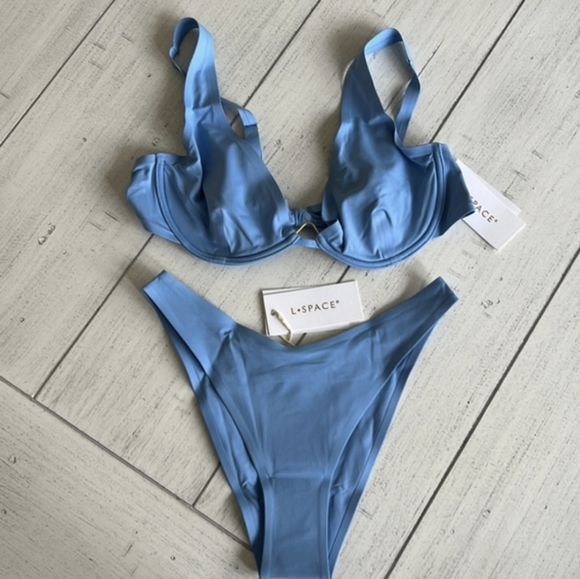 L*Space Seamless Alana Fused Cabana Bikini Set Aura Blue - Picture 3 of 8